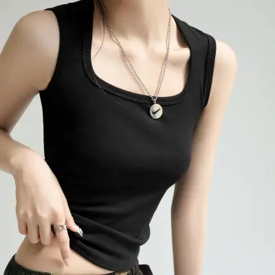 Women Simple Solid Color Cotton Tank Tops