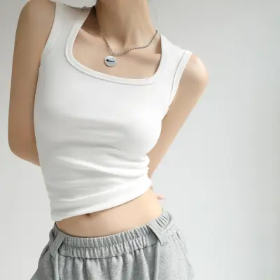 Women Simple Solid Color Cotton Tank Tops