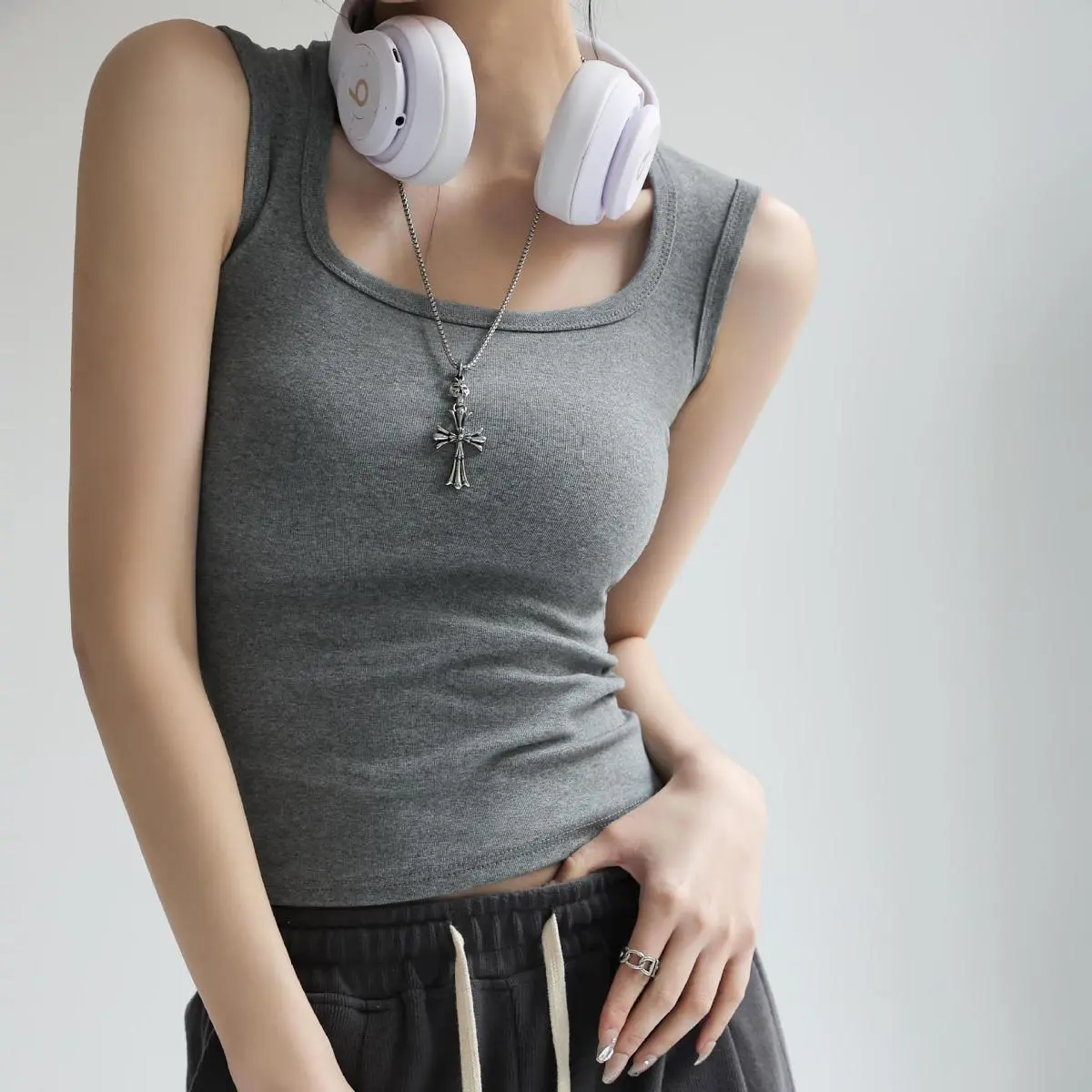 Women Simple Solid Color Cotton Tank Tops
