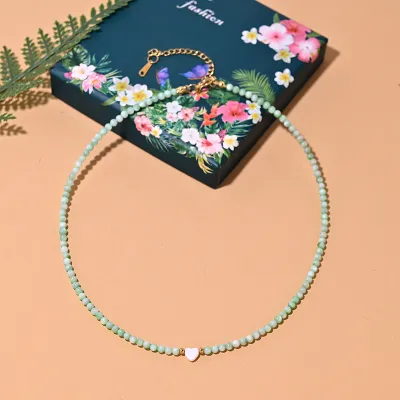 Women's Fashion Simple Freshwater Shell Heart Beaded Necklace