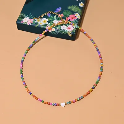 Women's Fashion Simple Freshwater Shell Heart Beaded Necklace
