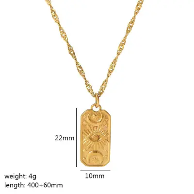 Women Fashion Simple Stainless Steel Heart-Shaped Texture Pendant Necklace