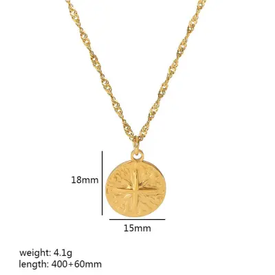 Women Fashion Simple Stainless Steel Heart-Shaped Texture Pendant Necklace