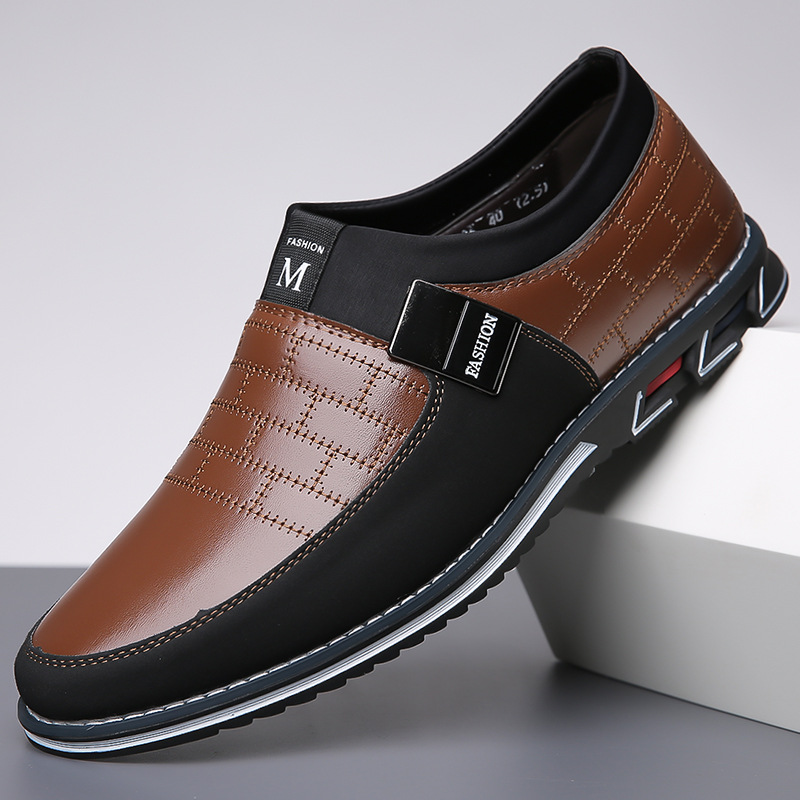 Wholesale Plus Size Men Fashion Contrast Leather Shoes