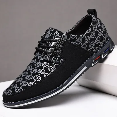 Plus Size Men Casual Business Leather Shoes Low Top Square Toe Color Matching