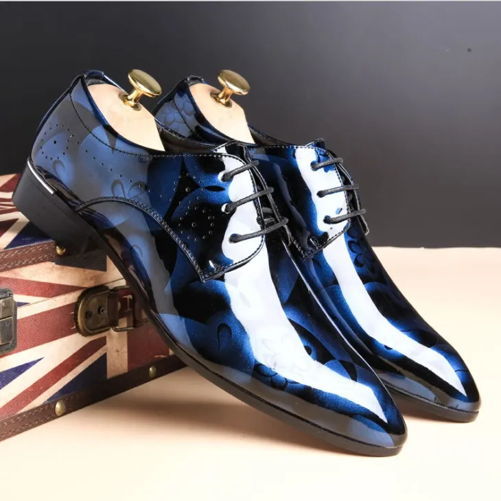 Plus Size Men Fashion Business Pointed Toe Lace Up PU Leather Shoes