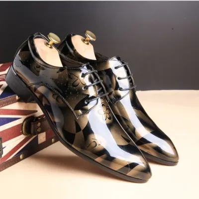 Plus Size Men Fashion Business Pointed Toe Lace Up PU Leather Shoes