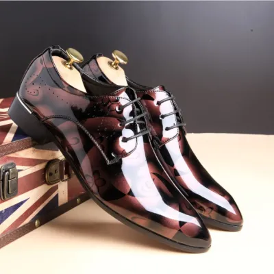 Plus Size Men Fashion Business Pointed Toe Lace Up PU Leather Shoes
