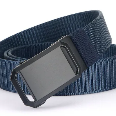 Men Fashion Simple Automatic Buckle Canvas Nylon Belt