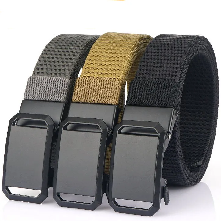 Men Fashion Simple Automatic Buckle Canvas Nylon Belt