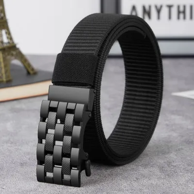 Men Fashion Simple Alloy Wear-Resistant Durable Canvas Belt
