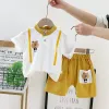 Short-Sleeved Suit Stand Collar Bear Yellow