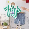Short-Sleeve Suit Straight Letter AT Green