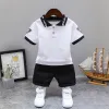 Short-Sleeved Suit Lapel Alphabet White