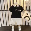 Short-Sleeved Suit Three-Bar Black