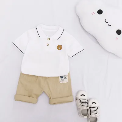 Boy Fashion Cartoon Print Cotton Knit Shorts Two-Piece Set Pullover Leisure Summer Outfit for Kids Boys Clothing (3-14T)