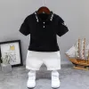 Short-Sleeved Suit Lapel Alphabet Black