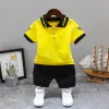 Short-Sleeved Suit Lapel Alphabet Yellow