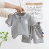 Short-Sleeved Lapel Suit Dinosaur Grey