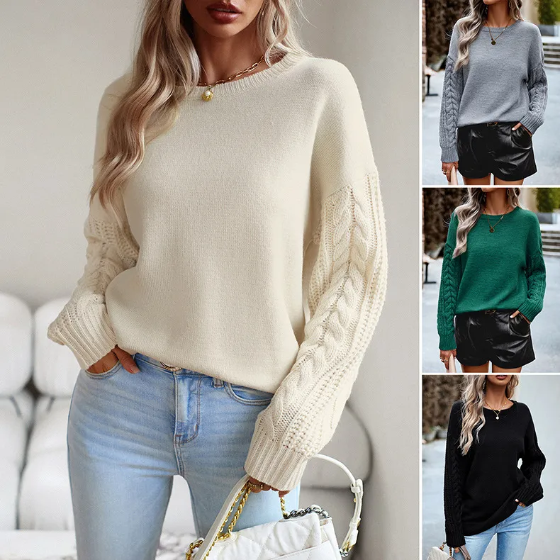 Women's Wool Pullover Sweater Crew Neck Long Sleeve Commuter Wind
