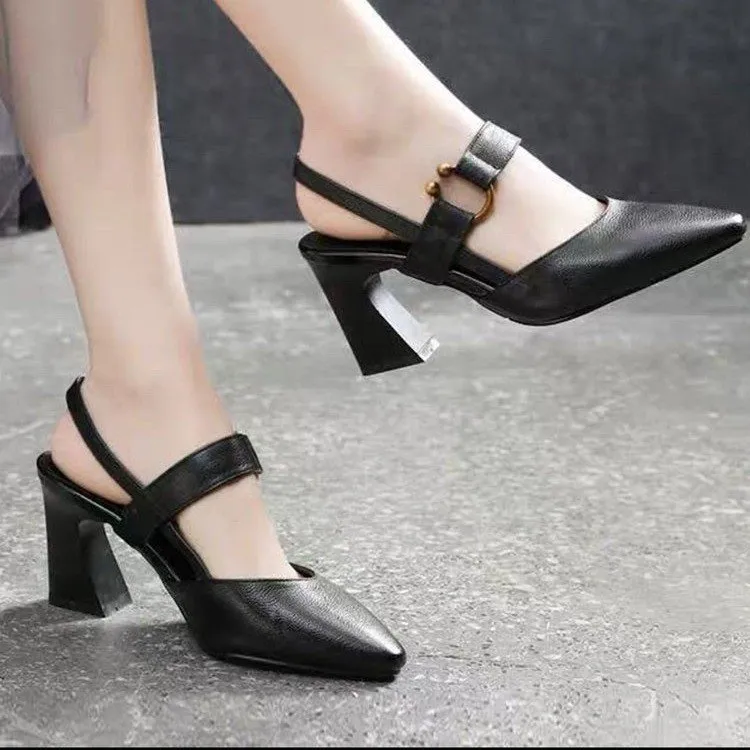 Women Fashion Casual Plus Size Pointed Toe Hollow High Heels