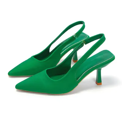Summer Women Plus Size Solid Color Pointed Toe Hollow Out High Heels PU
