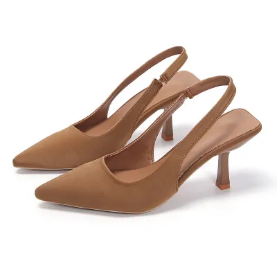 Summer Women Plus Size Solid Color Pointed Toe Hollow Out High Heels PU