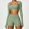Long Sleeve Shorts Basil Green