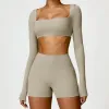 Long Sleeve Shorts Camel Brown