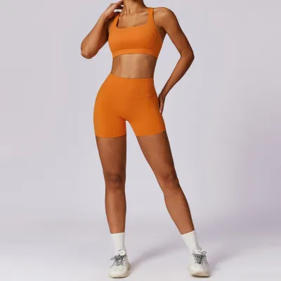 Women's Solid Color Sport Bra Two-Piece Set with Jin Ammonia Cloud Fabric