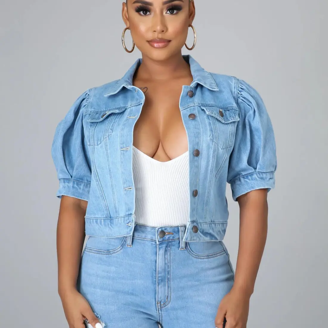 Gap Factory Blank Nyc Puff Sleeve Denim Jacket Puff Sleeve Jacket