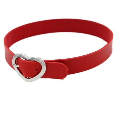 Women Unique Punk Gothic Heart Love Buckle Collar Pu Leather Necklace