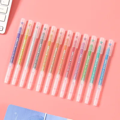 Children Flash Glitter Metallic Watercolor Pen 12 Color Set Plastic Bullet Nib