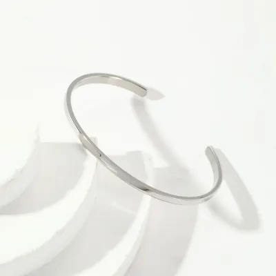 Women Simple Stainless Steel Open Bracelet
