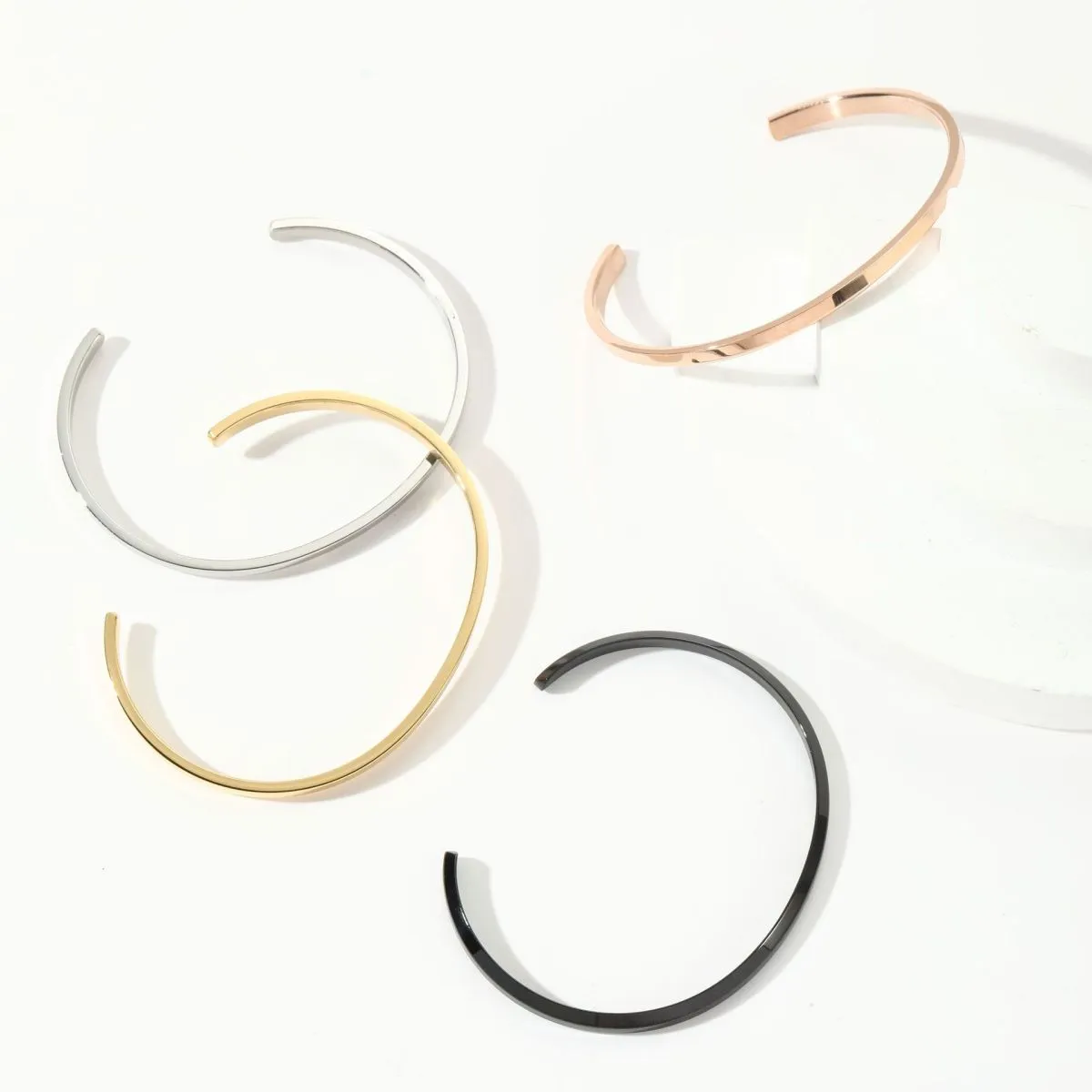 Women Simple Stainless Steel Open Bracelet