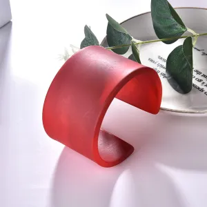 Women Simple Exaggerated Pattern Open Wide-Brimmed Acrylic Bracelet