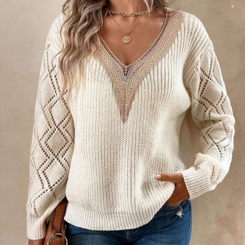 Winter Women Casual V-Neck Knit Sweater