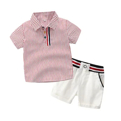 Boys Fashion Floral Print Shirt Shorts Two-Piece Cotton Set for Toddlers 0-3T