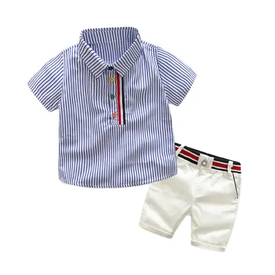 Boys Fashion Floral Print Shirt Shorts Two-Piece Cotton Set for Toddlers 0-3T