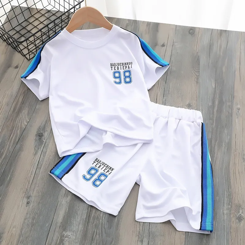 Boy's Casual Digital Print Sports Two-Piece Set Short Sleeve Shorts Pullover Polyester