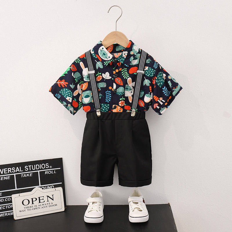Wholesale Boy'S Fashion Multicolor Print Shirt Four-Piece Set