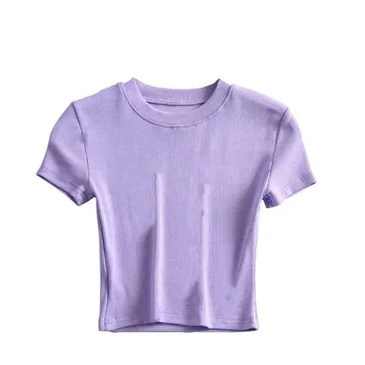 Women's Elegant Slim Fit Basic T-Shirt - Casual Solid Color Short Sleeve Crewneck