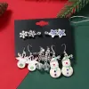 6 Pair/Set Of Snowflake Alloy Crystal Snowman
