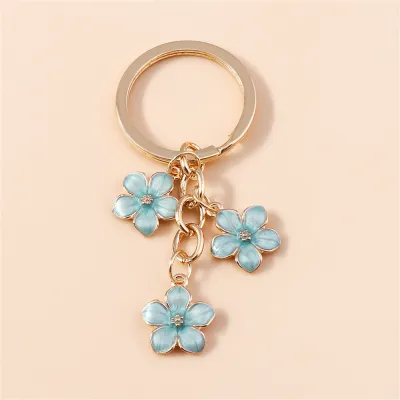 Women Fashion Simple Three Plum Blossom Key Chain Pendant Zinc Alloy