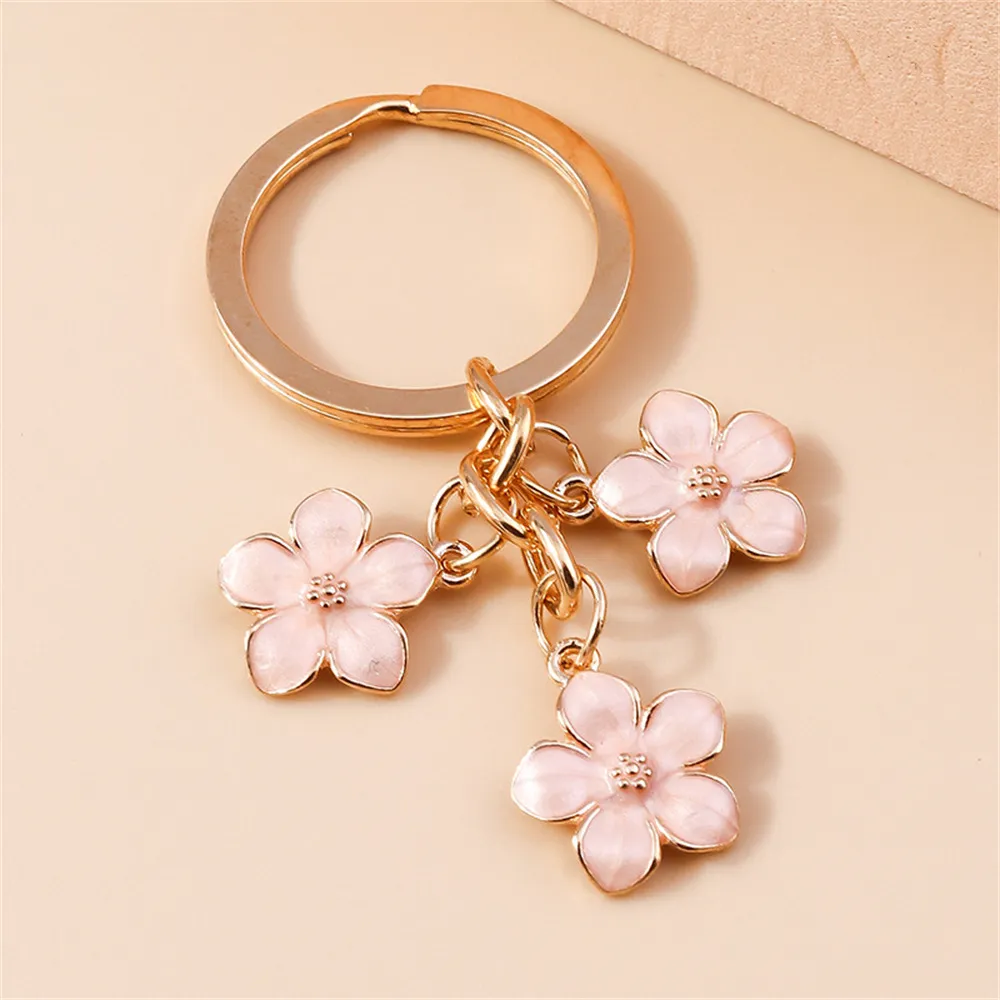 Women Fashion Simple Three Plum Blossom Key Chain Pendant Zinc Alloy