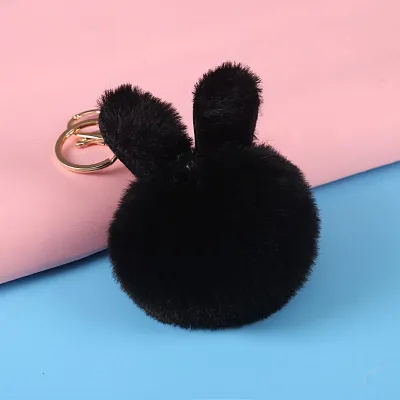 Women Cartoon Cute Plush Rabbit Ear Keychain Pendant