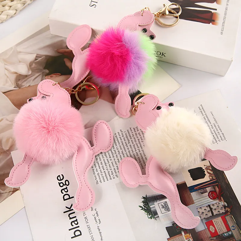 Women's Fashion Cartoon Fun Poodle Fur Ball Key Chain Pendant