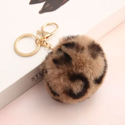 Women Fashion Creative Leopard Plush Key Chain Pendant