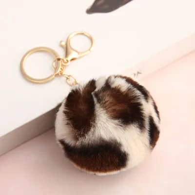 Women Fashion Creative Leopard Plush Key Chain Pendant