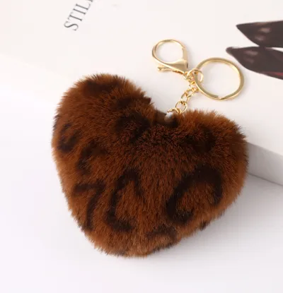 Women Fashion Creative Leopard Plush Key Chain Pendant